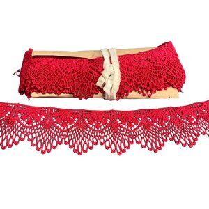 Red Lace Trim 3 Inches wide Vintage Embroidered Edging Fabric Sewing 1 yard